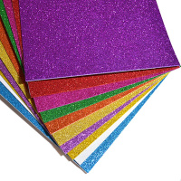 Фоамиран 30х40см цветной 10цв.10л. самоклеящийся с блестками Y9104-19