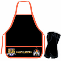 Фартук для труда "Game zone" 57х40см с нарукавниками, 2 кармана, на завязках, черный НФ-2
