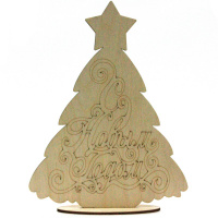 Заготовка для декорирования "Ёлка с надписью" 20см фанера 3мм 870019