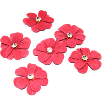 Цветок декоративный Фиалка 4см с камнем, красный 6шт/уп. Y9512-19