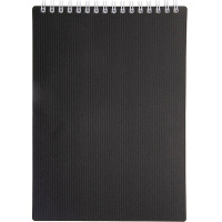 Блокнот А5 80л "Velvet. Черный" клетка, на спирали, пластиковая обложка 081550