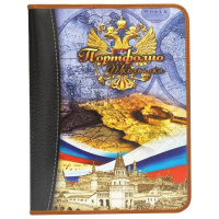 Папка-портфолио школьника А4 "Герб" на кольцах, 8файлов/8цветных вкладышей ПТШ-1