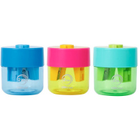 Точилка 2 отв. "Deli" с контейнером, пластик, цвет ассорти EH558