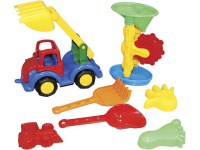 Набор д/песка (экскаватор, мельница, лопатка, грабельки, 3 формочки) 1124394/8016