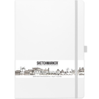 Скетчбук 21х30см 80л 140г/м2 белый, на резинке, твердая обложка "Sketchmarker" 2314105SM