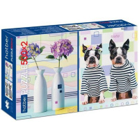 Пазлы 500+500 эл. "Premium. 2 картинки в 1 коробке. Цветы-Собаки" 46х34см 060467