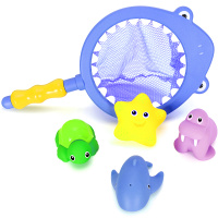 Набор для купания "Животные" 34х17см 4шт/уп.+сачок, пвх QX82412040425/G401-4