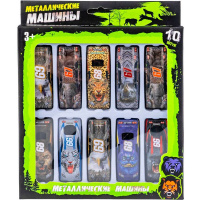 Набор машин "Гонка. Animals" 22х18см, металл 10 машинок 7см KZ957-610 Набор машин "Гонка. Animals" 22х18см, металл 10 машинок 7см KZ957-610