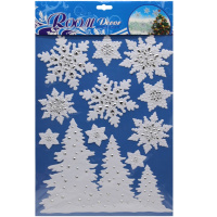 Наклейка "Ёлки и снежинки" 50х30см 210506-186