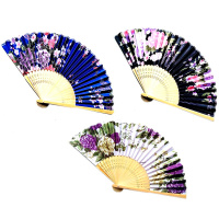 Веер 21см 5 цветов, ткань/дерево Y3429-16