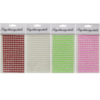 Наклейки Стразы жемчуг 10х20см d-4мм 4 цвета СТР6