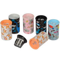 Точилка 2 отв. "Happysharp" с контейнером, пластик, 4 вида 35-0011