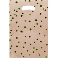 Пакет подарочный "Звезды" 17,5х25см фольга бежевый Y10434-24