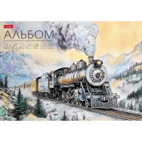Альбом для рисования и худож.работ А4 10л "Паровоз в горах" 220г/м2 склейка жесткая подложка
