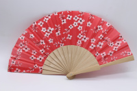 Веер 23см сакура красный, ткань/дерево Y10618-24
