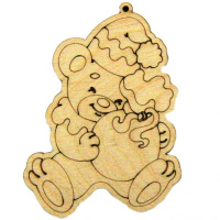 Подвеска "Медведь с подарком" 9см фанера 3мм 670015