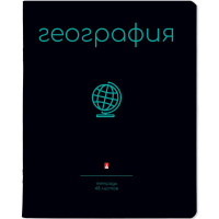 Тетрадь А5 48л клетка География "Simple black" на скобе матовая ламинация Soft Touch 7-48-1225/07