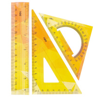 Набор 3 предмета гибкий (линейка 15см, треугольник, треугольник/транспортир) пластик, 3 вида EH649
