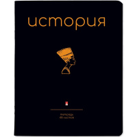 Тетрадь А5 48л клетка История "Simple black" на скобе матовая ламинация Soft Touch 7-48-1225/04