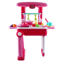 Игровой набор "Кухня" 20х47х50см розовая, 20 предметов, в чемодане, пластик (свет, звук) 1898352