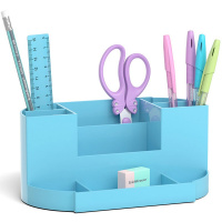 Набор настольный "Victoria. Pastel" 28,5х12,5х22см 8 предметов, пластик, голубой 53269