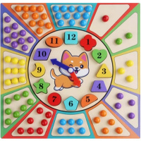 Игра логическая "Часы. Подбери цвета" 31х31см 100 предметов, дерево XJ4111