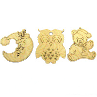 Набор подвесок "Медведь, сова, месяц" 9см 3шт/уп фанера 3мм 800016