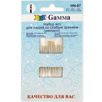 Набор игл для шитья 12шт. для слабовидящих, в конверте HN-07