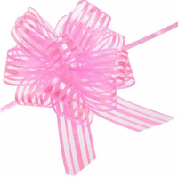 Бант-шар 10см, 1шт, розовый органза Y497-12роз 3*98см, 8секц