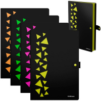 Папка на кнопке 4 отделения "Matt Accent" А4 0,6мм пластик, черный, цвет отделений ассорти 61210