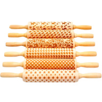 Скалка для лепки с узором 35х17х5см "Новый год" дерево Y8843-19