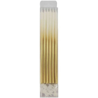 Свечи д/торта 12шт. 15см с подсвечниками White&Gold Металлик 6075800