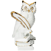 Сувенир "Сова на книгах" белый 13см керамика Y10417-24