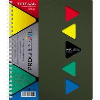 Тетрадь А5 96л клетка "Progressive Metallic Зеленый" на спирали пласт.обложка с разделителями 050371