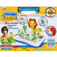 Конструктор-мозаика 205дет., с шуруповертом, в чемодане, пластик 2009729/9802