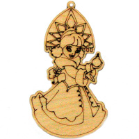 Подвеска "Снегурочка с елочным шаром" 9см фанера 3мм 590016