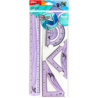 Набор 4 предмета гибкий сиреневый (линейка 30см, 2 треугольника 9/13см, транспортир 10см) пластик