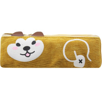 Пенал "Забавные животные" 19х6,5х5,5см треугольный, 1 отделение, вельвет, желтый BB2391