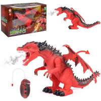 Динозавр р/у 42х19см красный с крыльями, с аккумулятором, пластик (пар, звук) 666-31A