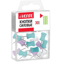 Кнопки-гвоздики силовые цветные 30шт пастельные, в пластиковой коробке 4132312
