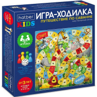 Игра-ходилка настольная "Пазл. Путешествие по саванне" А3 31х31см с кубиком и фишками 096062