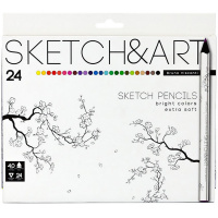 Карандаши 24 цвета "Sketch&Art" трехгранные утолщенные дерево, картон 30-0115