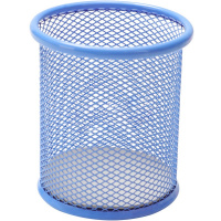 Подставка д/канц.принадлежностей d-9х10см сетчатая металлическая, голубая Е9153