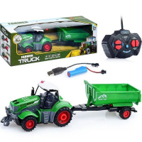 Трактор с прицепом р/у 42х9х11см с аккумулятором, пластик (свет) XD625-5A