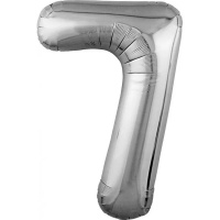 Шар воздушный 102см (40"), Цифра "7" фольга, серебро 754573