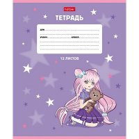Тетрадь А5 12л клетка "Девочки аниме" на скобе 5 дизайнов 12Т5В1/086025