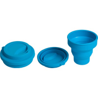 Стакан-непроливайка складной "School" силиконовый 8x9x8см с крышкой, неоновый голубой 8071302