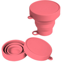 Стакан-непроливайка складной "Mini" силиконовый 8х8см 180 мл с крышкой, пастельный розовый 8090417