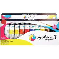 Краски акриловые 10 цветов 37мл "Studio set" с кисточкой System 3 129037910