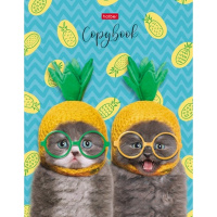 Тетрадь на кольцах А5 160л клетка "Коты-ананасики" 7БЦ матовая ламинация 160ТК5В1_24500/067838